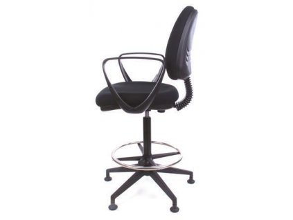 Pracovní židle "Bar", s držákem na nohy, s kluzáky, černé čalounění, vyztužené opěradlo, MAYAH CM101