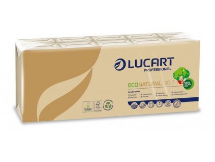 Papírové kapesníky  "EcoNatural", přírodní hnědá, 4-vrstvé, 10x9 ks, LUCART