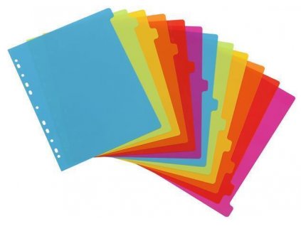 Rejstříky "Happy Fluo", různé barvy, plastový, A4 maxi, 12 dílný, VIQUEL