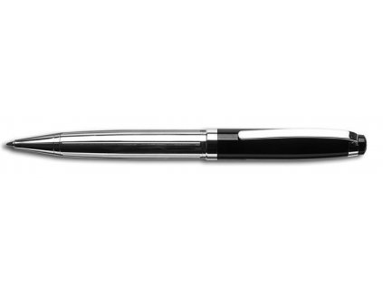 Kuličkové pero "Broadway", černá-stříbrná, bílý krystal SWAROVSKI®, 14 cm, ART CRYSTELLA® 1805XGF259