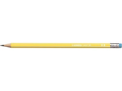 Grafitová tužka s gumou "Pencil 160", žlutá, HB, šestihranná, STABILO