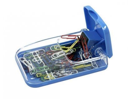 Zásobník na sponky magnetický,  ICO, transparentní-modrý