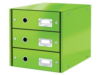 Zásuvkový box "Click&Store", zelená, 3 zásuvky, lesklý, LEITZ, 60480054