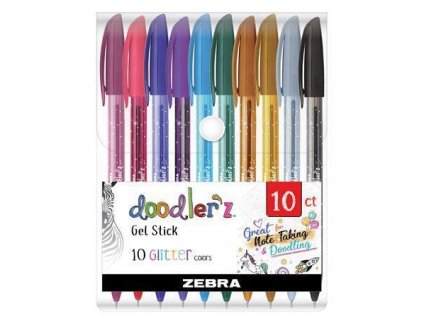 Sada gelových per "Doodler'z Glitter", 10 třpytivých barev, 0,33 mm, ZEBRA 02619