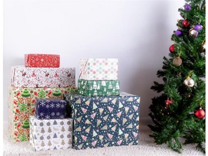 Dárkový balicí papír, mix vánočních motivů, 70 x 200 cm, 60 rolí, VICTORIA