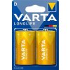 Baterie, D (velký monočlánek), 2 ks, VARTA "Longlife Extra"