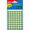Etikety, zelené, kruhové, průměr 8 mm, 288 etiket/balení, APLI