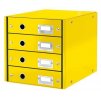 Zásuvkový box "Click&Store", žlutá, 4 zásuvky, laminovaný karton, lesklý, LEITZ