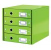 Zásuvkový box "Click&Store", zelená, 4 zásuvky, laminovaný karton, LEITZ