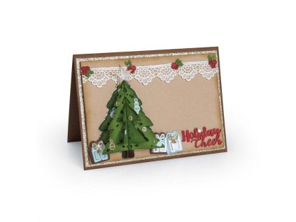 Thinlits 9ks Vánoční stromeček 3D vyřezávací šablona