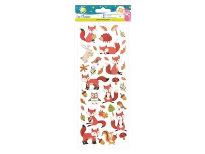 Samolepky třpytivé 10x23cm Lesní zvířátka