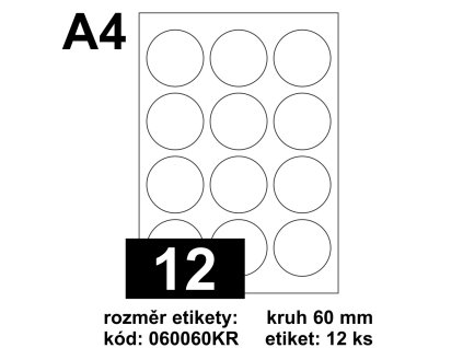 Etikety Print Emy kruh 60mm bílé 12ks/A4
