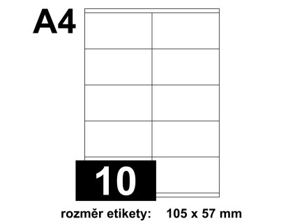 Etikety PRINT A4 / 100 ks, 105x57mm - 10 etiket, bílé