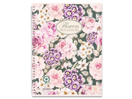 Kroužkový blok Pigna Flowers A5,60l.čtve