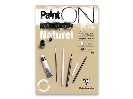 Blok Clairefontaine Paint'ON Natural - A5, 30 listů, 250 g