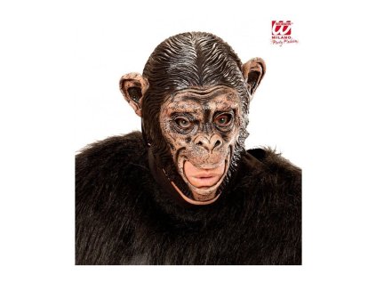 maska šimpanze s otevřenými ústy