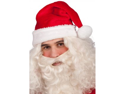 Plyšová mikulášská čepice s bambulkou