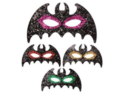 Škraboška netopýr s glitry mix barev