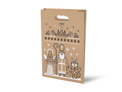 Taška Mikuláš papírová hnědá 26x41x11cm