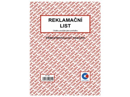 Reklamační list A5 samopropisovací tiskopis PT190
