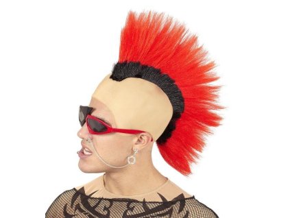 Paruka punk s červeným čírem