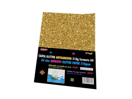 Papír glitrový samolepící A4 210g zlatá 1ks