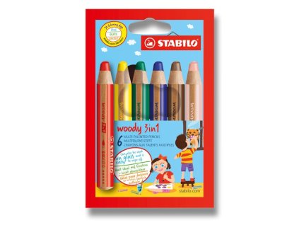 Pastelky Stabilo Woody 3v1, 6ks