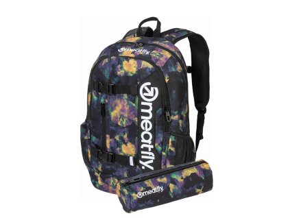 Meatfly Basejumper, Dark Aquarel, 22 L + PENÁL ZDARMA, černá, žlutá