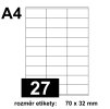 Etikety PRINT A4 / 100 ks, 70x32mm - 27 etiket, bílé