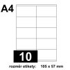 Etikety PRINT A4 / 100 ks, 105x57mm - 10 etiket, bílé