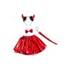 Set čert rohy+ocas+motýlek+sukýnka červe