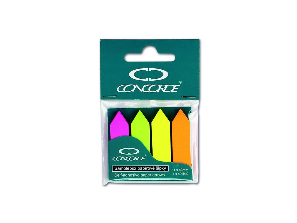 Samolepící bloček Concorde šipky , 11x43mm , 4x40 listů