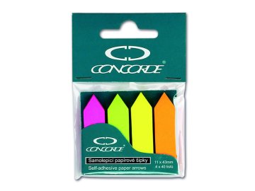 Samolepící bloček Concorde šipky , 11x43mm , 4x40 listů