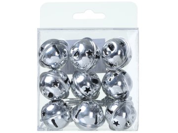 Rolničky kovové 9ks 3 cm-silver