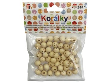 Korálky dřevo úsměv 10mm - 15g