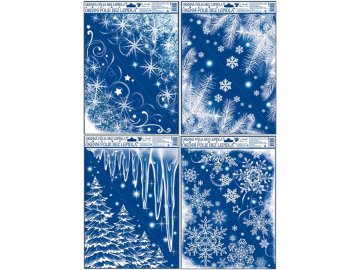 Okenní fólie rohová zamrzlá s duhovými glitry rampouchy,les,větve 339, 42x30cm - 4 POSLEDNÍ KUSY -