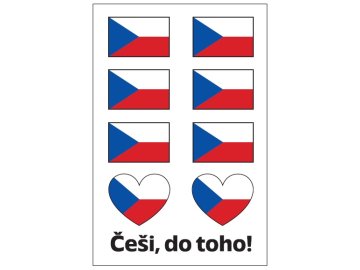 Tetovací obtisky 8,5 x 13 cm - vlajky Češi, do toho! 16034