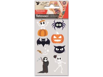 Tetovací obtisky 6 x 10 cm - Halloween kostlivec 16047