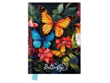 Památník JUNIOR S8 14x18 cm, 80 listů , čiré se zámkem - Butterfly