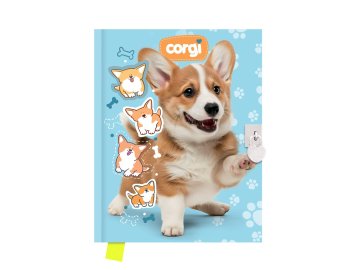 Památník JUNIOR 14x18 cm, 80 list. čistý se zámkem - Corgi