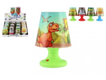 Mini lampička s dinosaurem na stůl plast 8x11cm na baterie 4 druhy 12ks v boxu