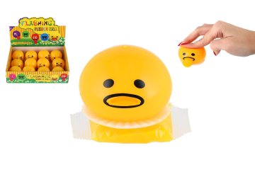 Míček mačkací smajlík antistresový plast 5cm zvracející sliz v sáčku 12ks v boxu