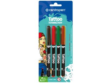 Popisovač na kůži smývatelný, 4 barvy + šablony, CENTROPEN