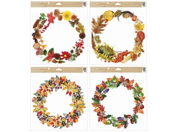 Okenní fólie Podzimní věnec 30 x 33,5 cm 40013
