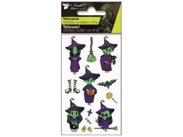 Tetovací obtisky svítící ve tmě Čarodějky 10,5 x 6 cm 16050