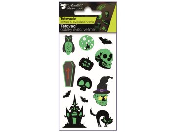 Tetovací obtisky svítící ve tmě Halloween 10,5 x 6 cm 16051