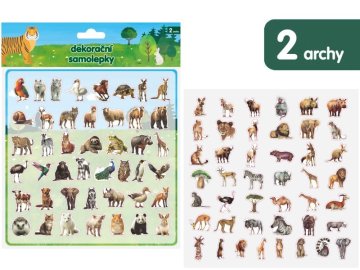 Samolepky 19x19cm 2 archy - zvířátka