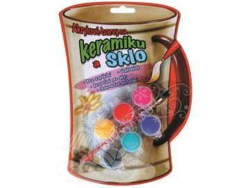 Barvičky na keramiku a sklo blistr 6odstínů x 3ml + štěteček