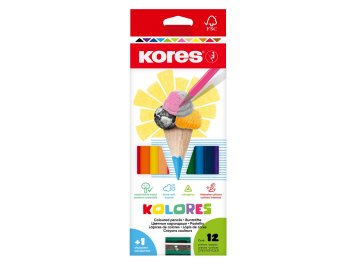 Pastelky Kores Kolores trojhranné 12ks + ořezávátko