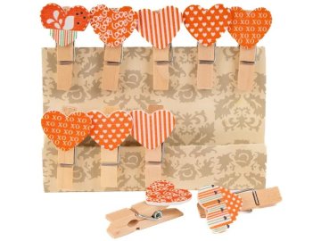 Kolíčky dekorační Shapes 01 srdce 10ks